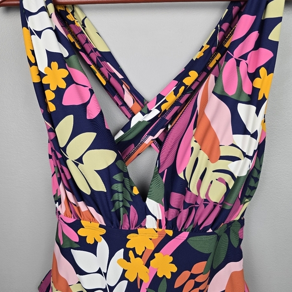 SEA ANGEL One Piece Floral Swim Suit Multicolored Navy Womens Size XL - Picture 3 of 15